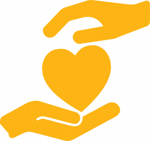 Hands with heart icon