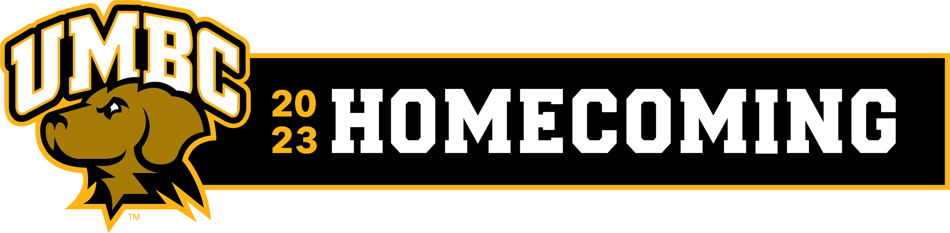 UMBC 2023 Homecoming with Spirit dog logo